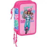 Barbie Täytetty Kolmilokeroinen Penaali 37 Osaa, Sininen/Vaaleanpunainen