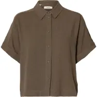 Selected Slwviva Ss Cropped Sun Shirt Noos - Brown - 34