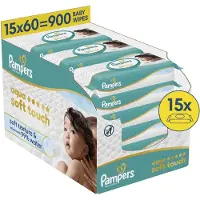 Pampers Chusteczki nawilzane Aqua Soft Touch 15x60 szt. [Plastic Free]