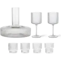 Ferm Living Ripple karahvi ja lasi 17 osaa - Kirkas