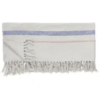Hubsch Puuvillainen viltti 140x200 cm Beige-sininen-punainen