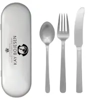 Kay bojesen Grand Prix -aterinsetti matkasetti 3 osaa Matte steel