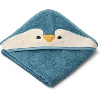 Liewood Albert Penguin Hooded Towel - Blue - ONE SIZE