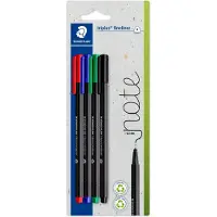Staedtler 334-S BK4, Musta, Sininen, Vihreä, Punainen, Musta, Sininen, Vihreä, Punainen, 0,3 mm, Erittäin hieno, Kierrätetty muovi, Pyöreä