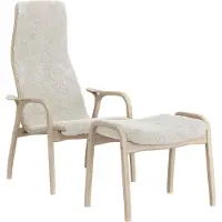 Swedese Lamino nojatuoli ja jalkarahi valkopigmentoitu tammi/lampaannahka Off white (valkoinen)