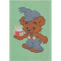 Ekelund Linneväveri Bamse keittiöpyyhe 35x50 cm Sinivihreä