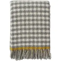 Klippan Yllefabrik Dogtooth villapeitto 130x200 cm Harmaa keltainen