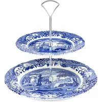 Spode - Blue Italian 2-kerroksinen Kakkuvati 27 cm
