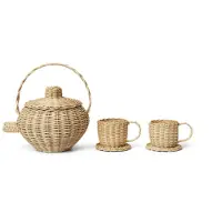 Ferm Living Rattan teeastiasto 3 osaa Natural