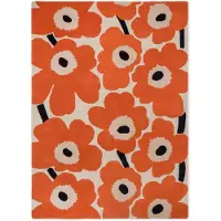 Marimekko Unikko villamatto Orange Red, 140x200 cm