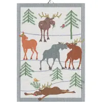 Ekelund Linneväveri Clumsy moose -keittiöpyyhe 35 x 50 cm