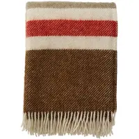 Klippan Yllefabrik Gotland Stripe villahuopa 130x200 cm Ruskeabeige-punainen