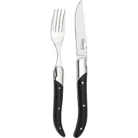 Laguiole by Hâws 6 Steak Knives And 6 Forks - Black Wood - Black - ONE SIZE