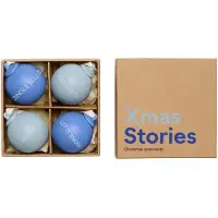 Design Letters XMAS Stories joulukoriste Ø4 cm 4 osaa Cobalt blue-light blue