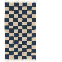 Ferm Living Mara puuvillamatto 80x150 cm Syvän sininen-Lämmin hiekka