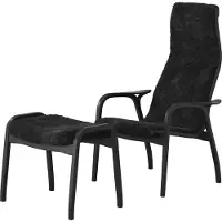 Swedese Lamino nojatuoli ja jalkarahi Black Edition Musta