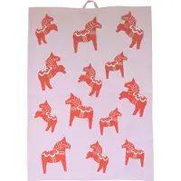 Pluto Design Dalahäst keittiöpyyhe 50x70 cm Vaaleanpunainen-punainen