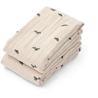 Liewood Lewis muslin froteepyyhe 2-pack 65x65 cm. Mini whale-Sandy