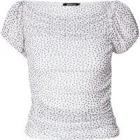 Gina Tricot Puff Sleeve Mesh Top - White - XS