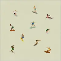 Fine Little Day Surfers juliste Beige, 40x40 cm.