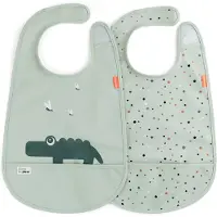 Done by Deer Croco ruokalappu tarrakiinnityksellä 2-pack Vihreä