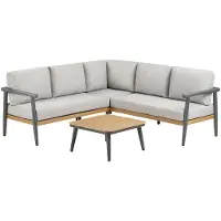 Ebuy24 Kulmasohvasetti, 200x73x65 cm, harmaa, alumiini