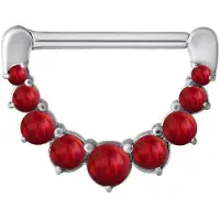 Wildcat Synthetic Opal Nipple Clicker - 1,6 mm, 12,0 mm, Metal argenté, Rot
