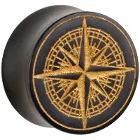 Wildcat Golden Compass on Black Wood Plug - 16,0 mm