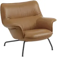 Muuto , Doze Lounge Chair Low Back Tube Base - Refine Leather Cognac Anthracit