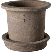 ERNST Pot W Saucer - Grey - 12X12X10CM