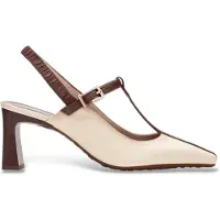 Hispanitas for woman. BHV264675 Amapola beige shoes (36), Leather, White, 5 to 8 cm, Buckle, Casual, Party, Classic