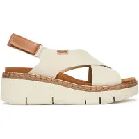 Pikolinos for woman. W0K-0606C1 Leather Sandals Gomer off-white (37), 5 to 8 cm, Velcro, Casual