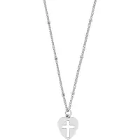 Lykken Crosses hopeinen sydän-risti riipus ketjulla 12 mm