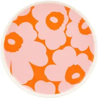 Marimekko Unikko lautanen Ø 20 cm Valkoinen–vaaleanpunainen–oranssi
