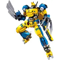 Sluban Rakennuspalikat - - Super PR Mecha robotti keltainen sininen - 525 osaa - Futuristinen haarniska - Yhteensopiva monimerkkisten kanssa