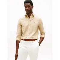 Tommy Hilfiger for man. MW0MW42455 Beige casual shirt (L), Cotton, Classic, Long sleeve