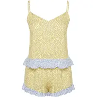 Trendyol Pyjamashortsit vaaleansininen / vaaleankeltainen / valkoinen