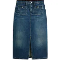 Tommy Hilfiger Dnm Nate Midi Straight Skirt Hw - Blue - 42