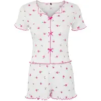 Trendyol Pyjamashortsit keltainen / vihreä / tumma pinkki / valkoinen