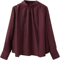 Mango Long-Sleeve Blouse With A Scarf Collar - Burgundy - L