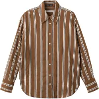 Mango Striped Straight Shirt - Brown - S