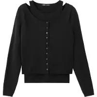 Mango Combined Knitted Sweater - Black - M