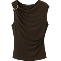 Mango Metal Detail Top - Brown - XS