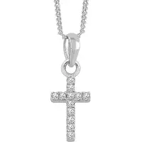 Lykken Crosses hopeinen pieni ristikaulakoru zirkonioilla 45 cm