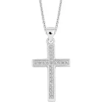 Lykken Crosses hopeinen rodinoitu ristikaulakoru 45 cm