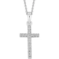 Lykken Crosses hopeinen keskikokoinen ristikaulakoru zirkonioilla 45 cm