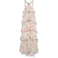 Vero Moda Vmfelicia Sl Ruffle Maxi Dress Exp - Pink - M