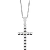 Lykken Crosses hopeinen iso ristikaulakoru pyramidikuvioitu 45 cm