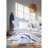 L'essentiel Maison Sänkysetti - 1 peitto juuri 220 x 240 cm + 2 tyynyliinaa 60 x 60 cm - 100% vahvistettua puuvillaa - Sininen