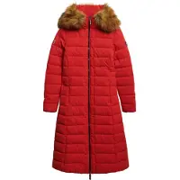 Superdry for woman. W5012141A New Arctic Long red quilted jacket (S), Casual, Polyester